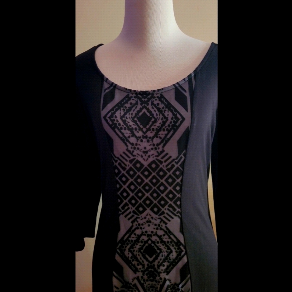 TARGET - Xhilaration Long Black Scoped neck gray maxi dress Size L